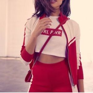 Express X Olivia Culpo Track Jacket - Red & White - XS